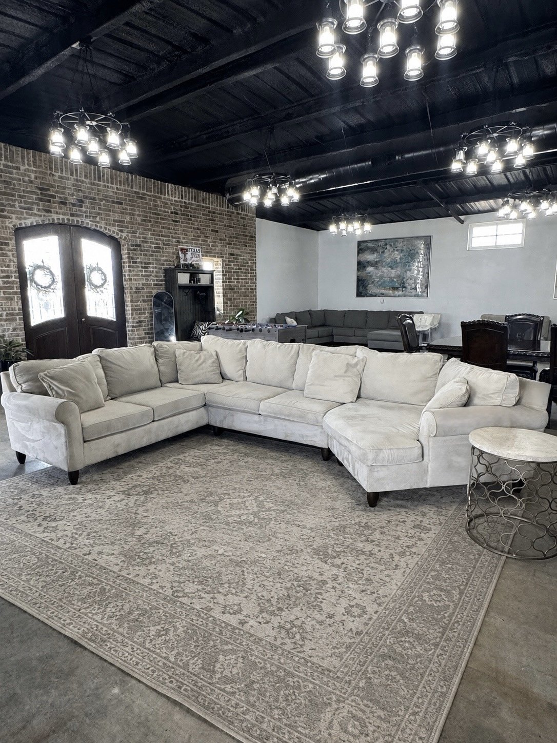 Ivory Velvet U-Sectional