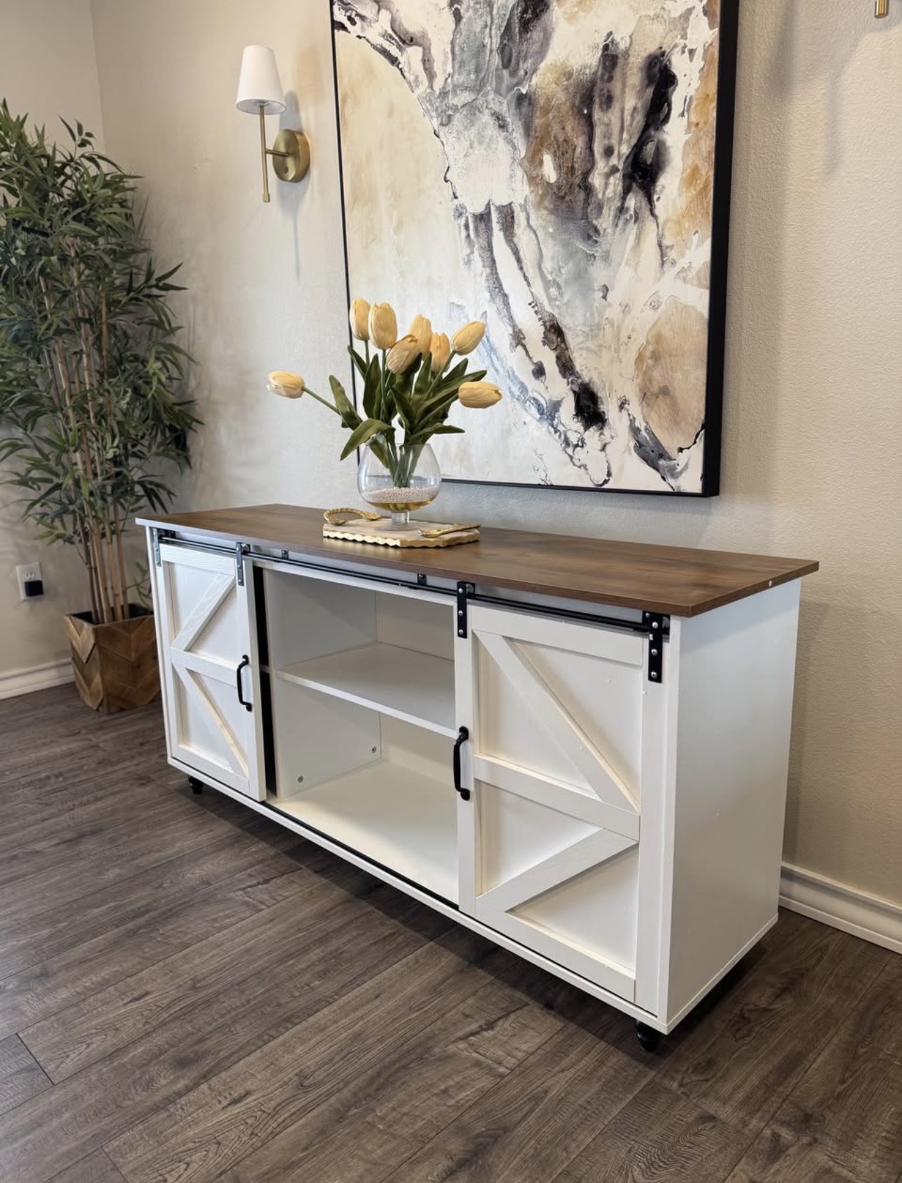 Farmhouse Barn-Door TV Stand