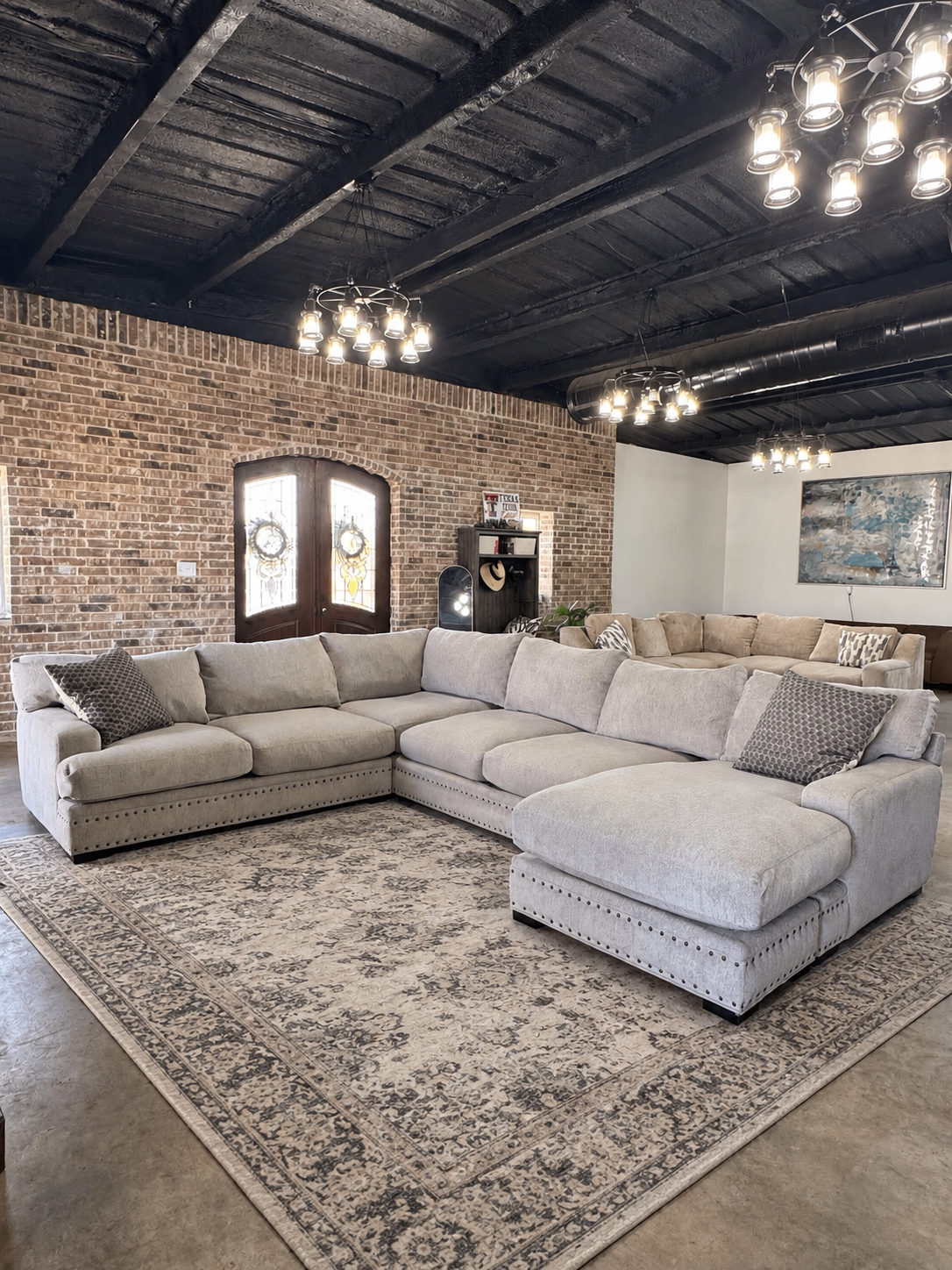 Cindy Crawford Oversized Sectional with Studded Beads